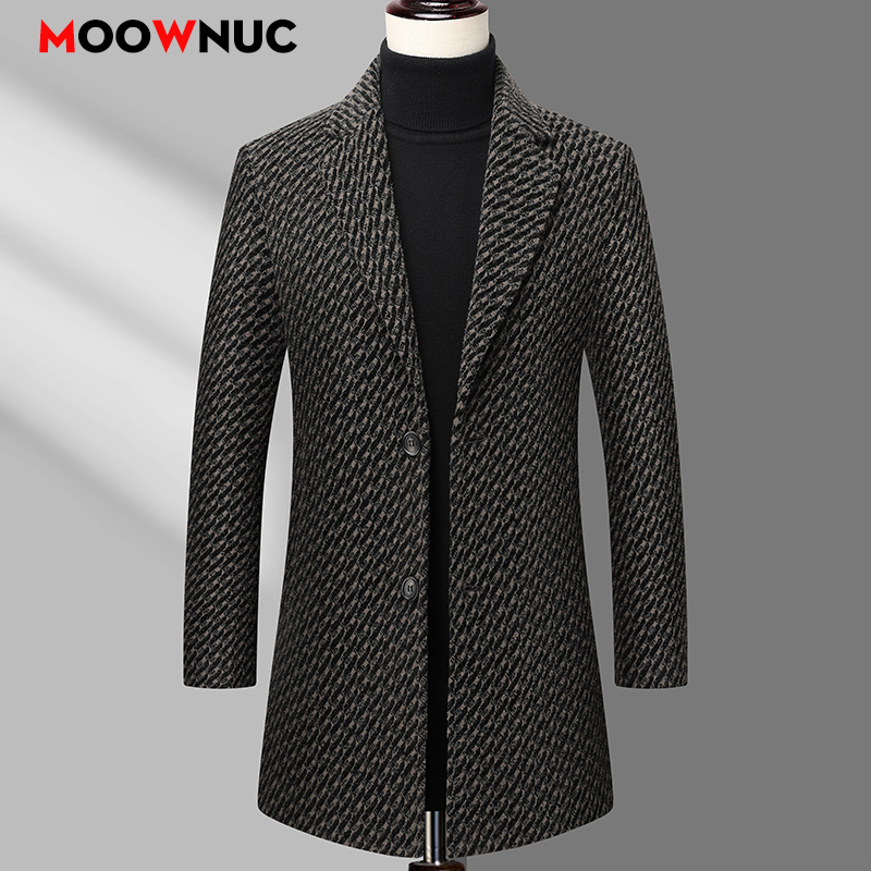 Wool Coat Peacoat - Langen Mantel Männer Herren Wolle Jacke